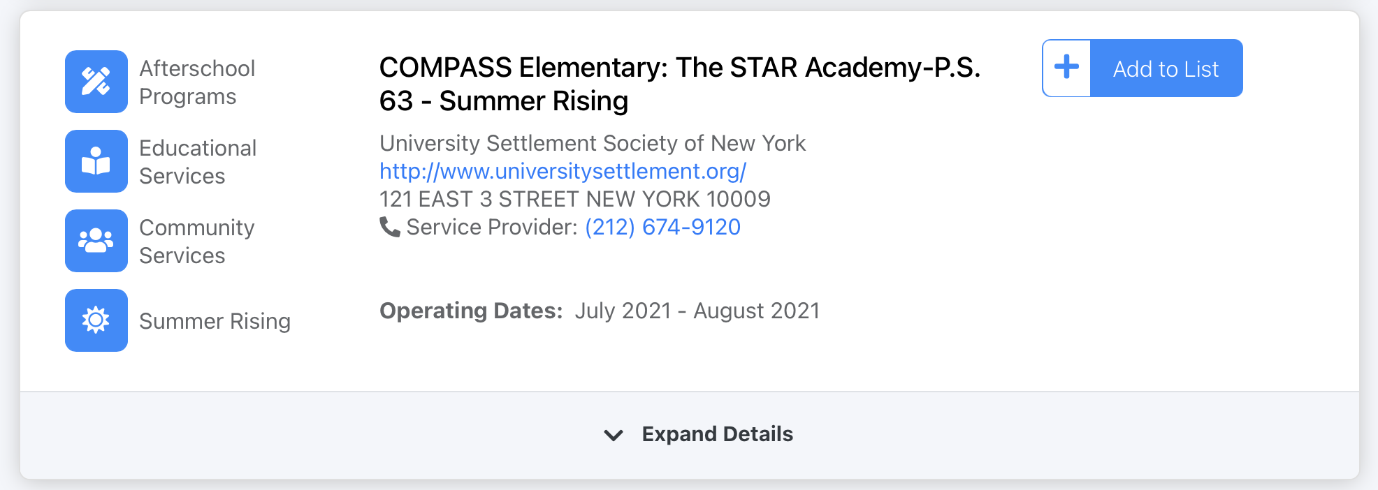 summer rising program information that will come up on the summer rising page